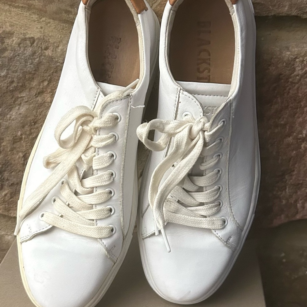 BLACKSTONE White Leather Lace-Up Sneakers Great Clean Shape!42/
8 1/2